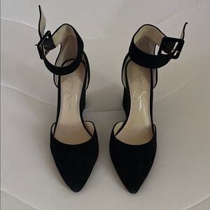Jessica Simpson Black Ankle Strap Wedges
